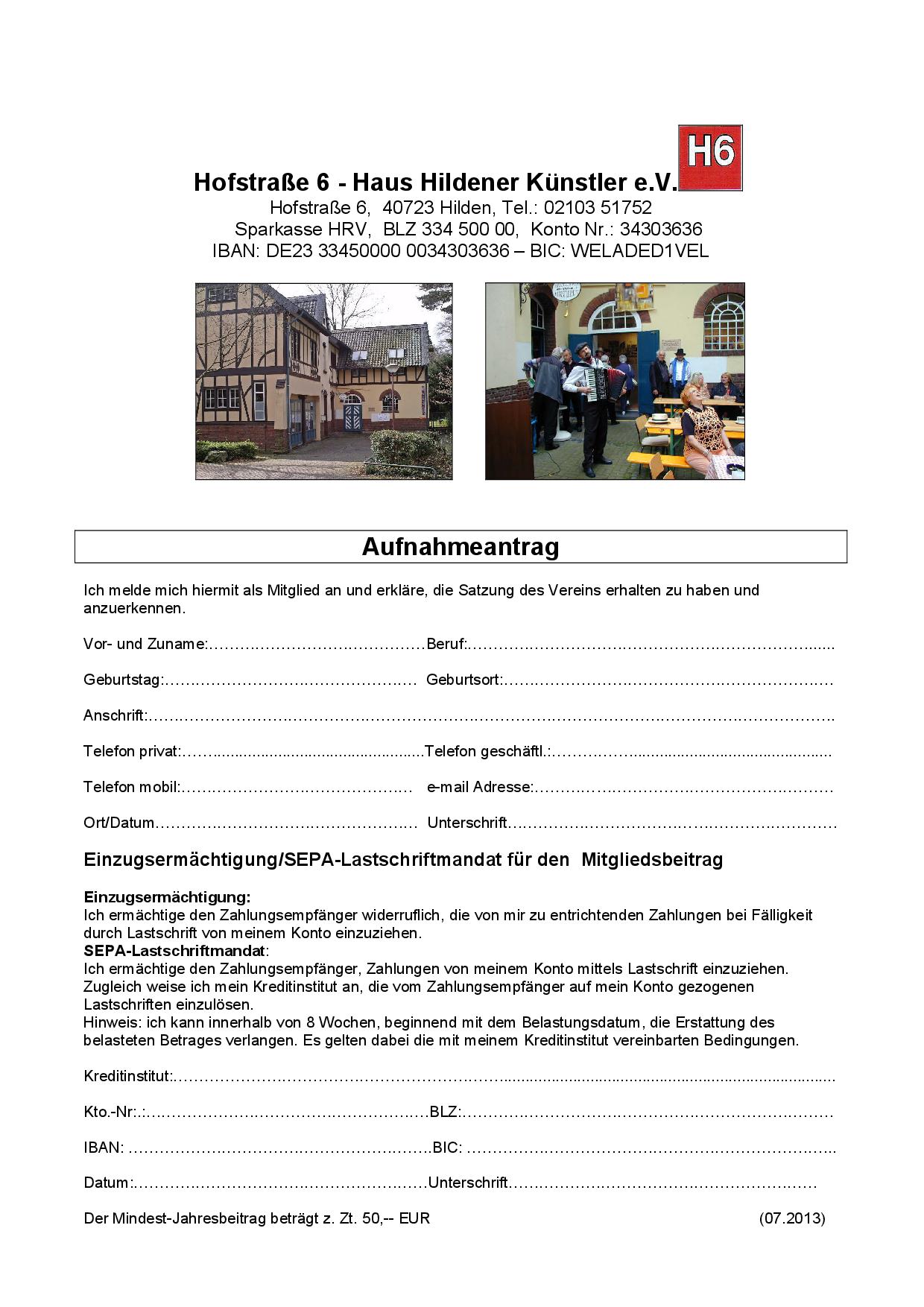 Aufnahmeantrag